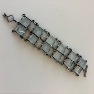 Vintage Brutalist pewter Square Link Bracelet
